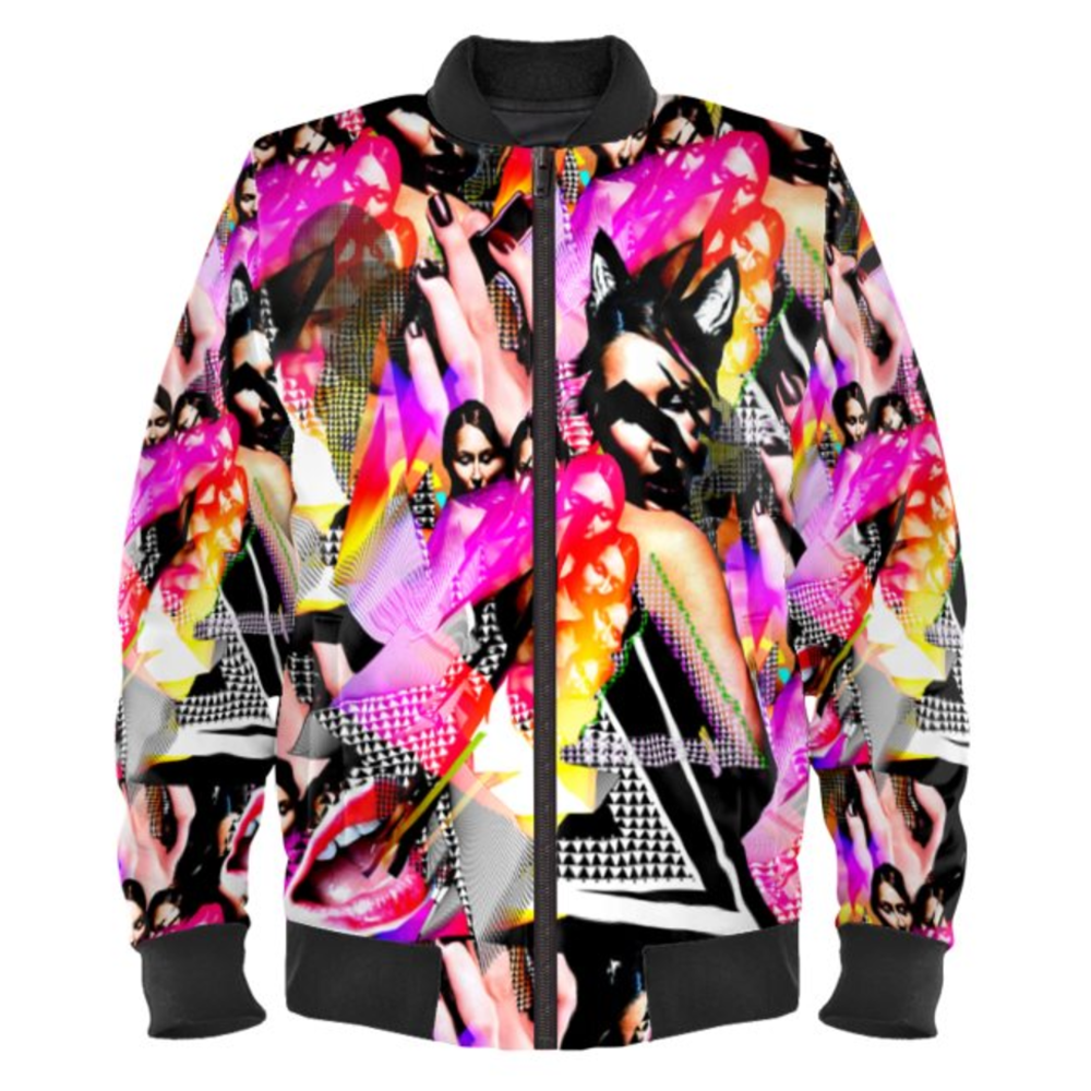 Empowering Pink Graffiti Women's Bomber Jacket XL / Black & Pink