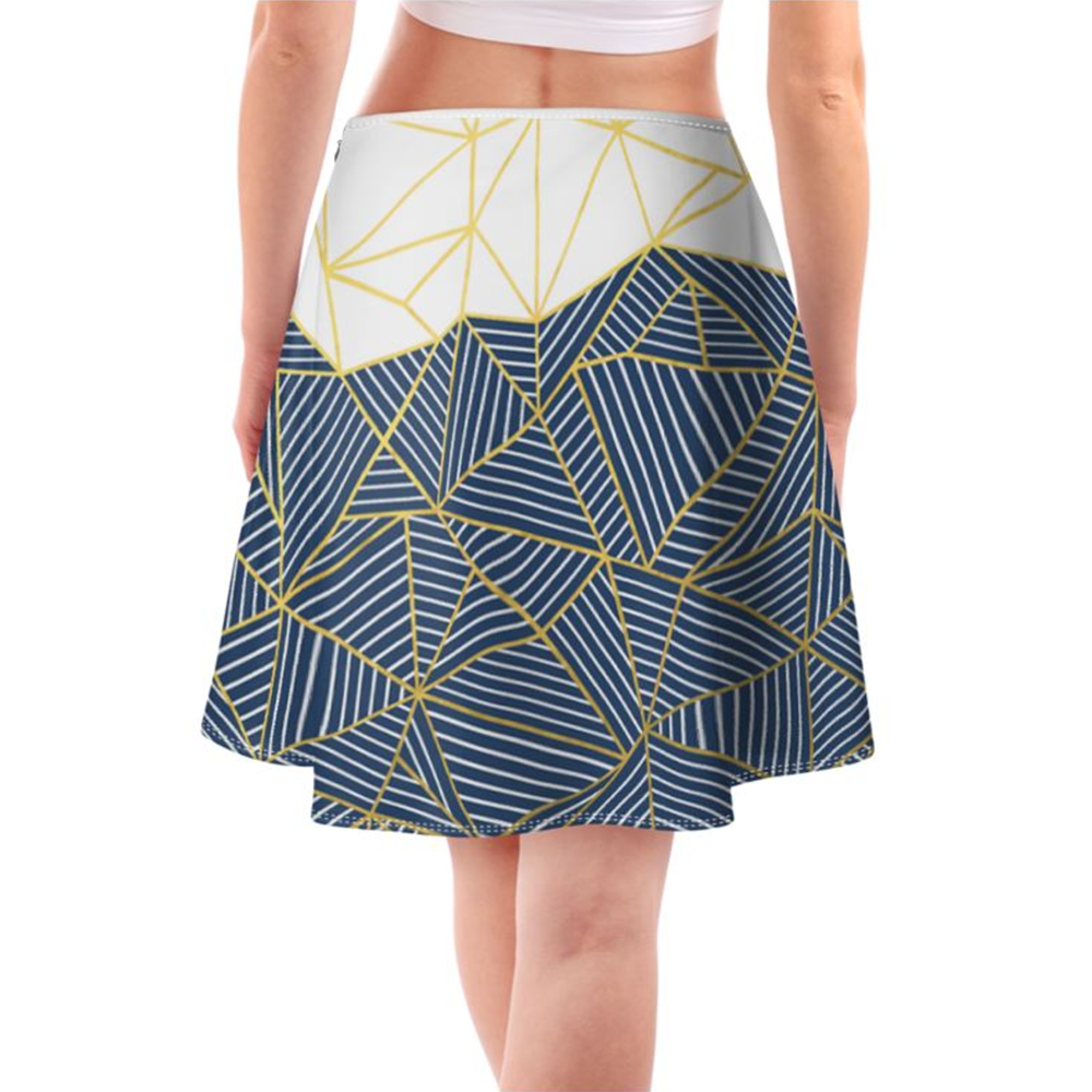 'Ab Half & Half Navy' Flared Skirt