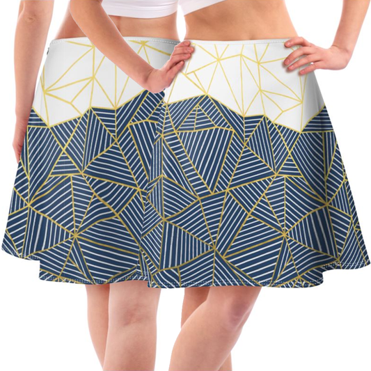 'Ab Half & Half Navy' Flared Skirt