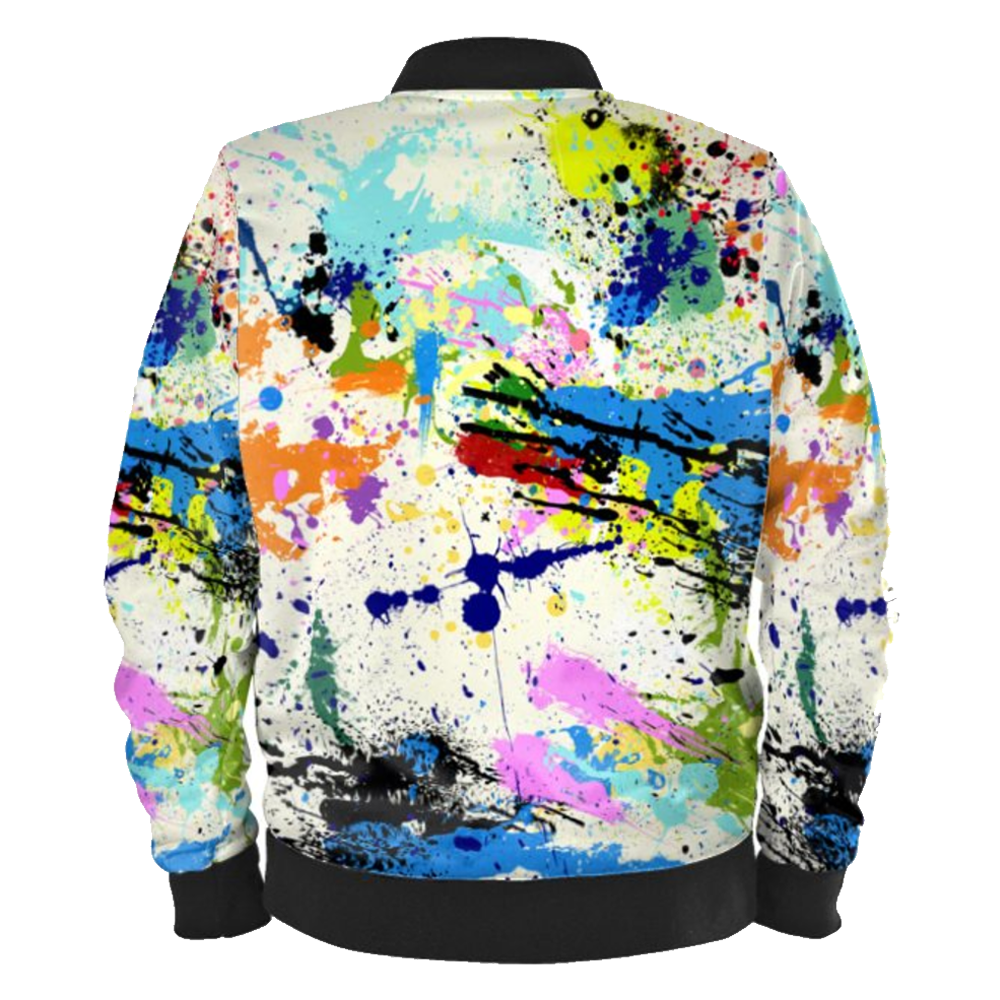 Abstract Splat Ladies Bomber Jacket