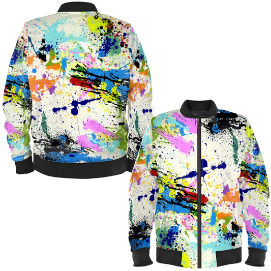 Abstract Splat Ladies Bomber Jacket