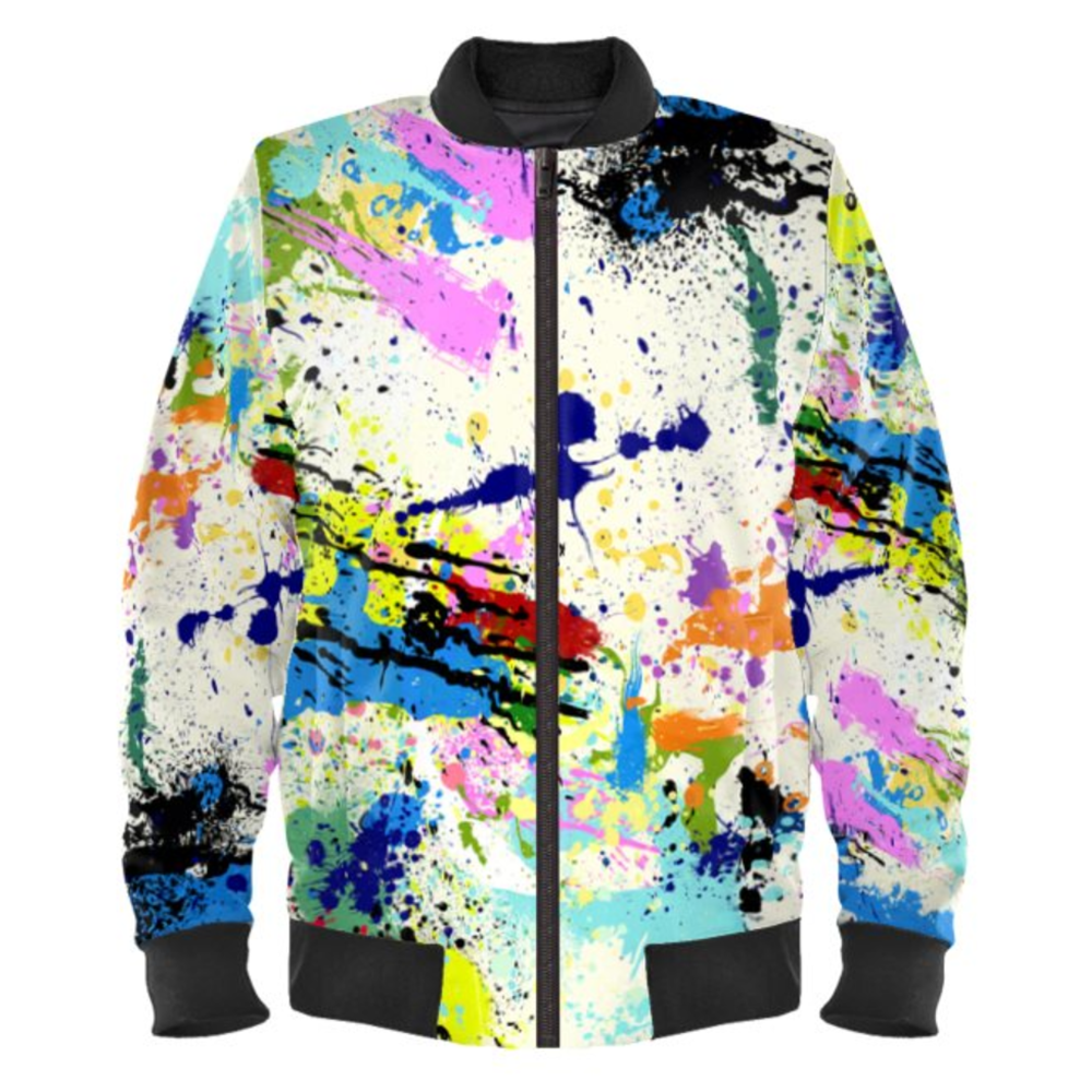 Abstract Splat Ladies Bomber Jacket