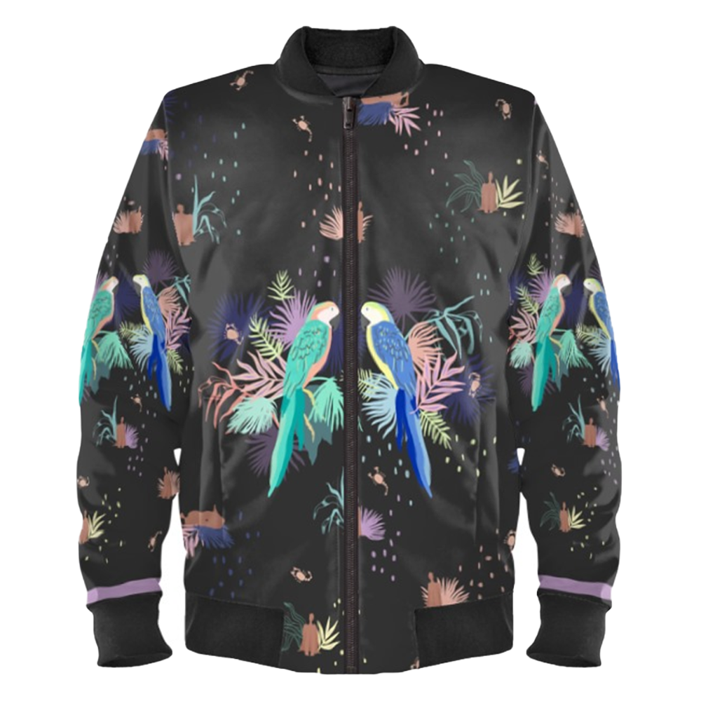 Birds Print Ladies Bomber Jacket