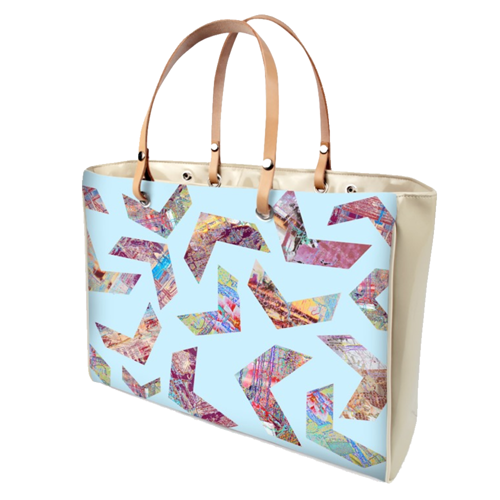 'Blue Print & Colourful Chevrons' Handbag