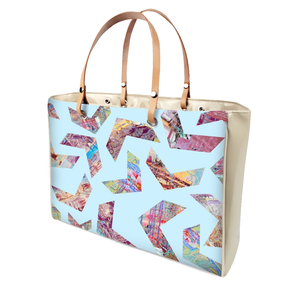 'Blue Print & Colourful Chevrons' Handbag