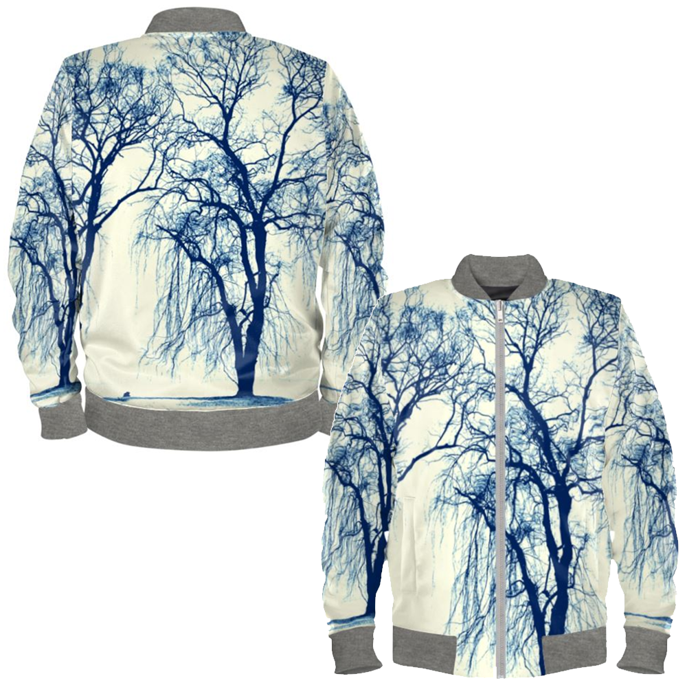 Blue Trees Ladies Bomber Jacket