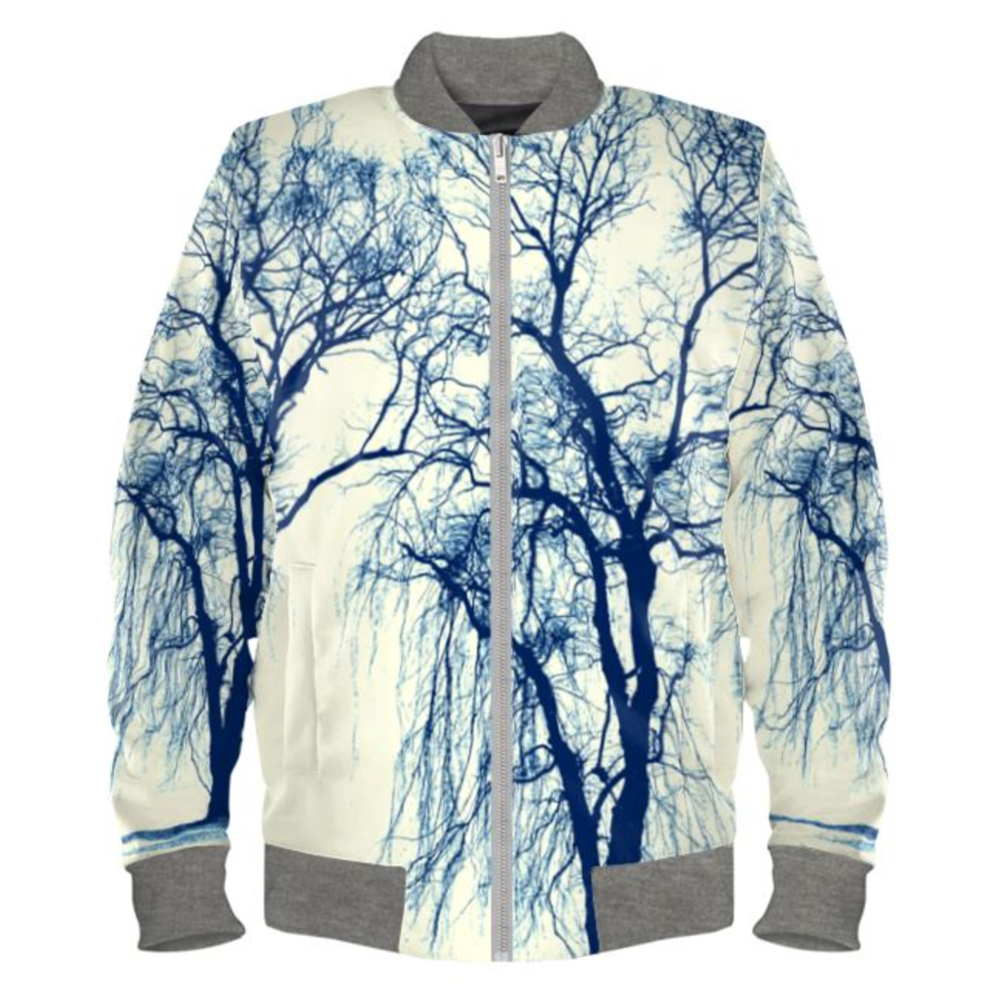 Blue Trees Ladies Bomber Jacket