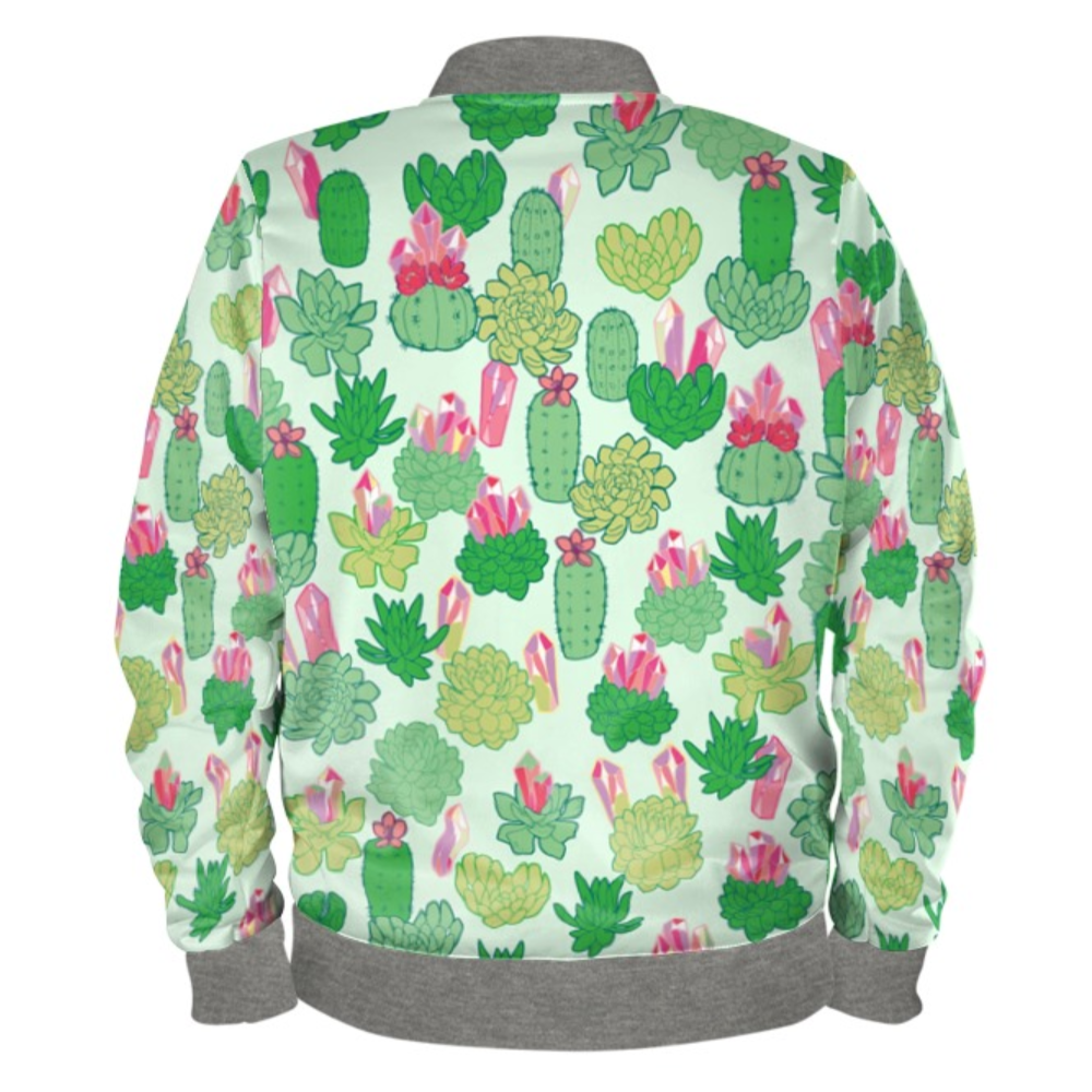 Crystal Cactus Ladies Bomber Jacket