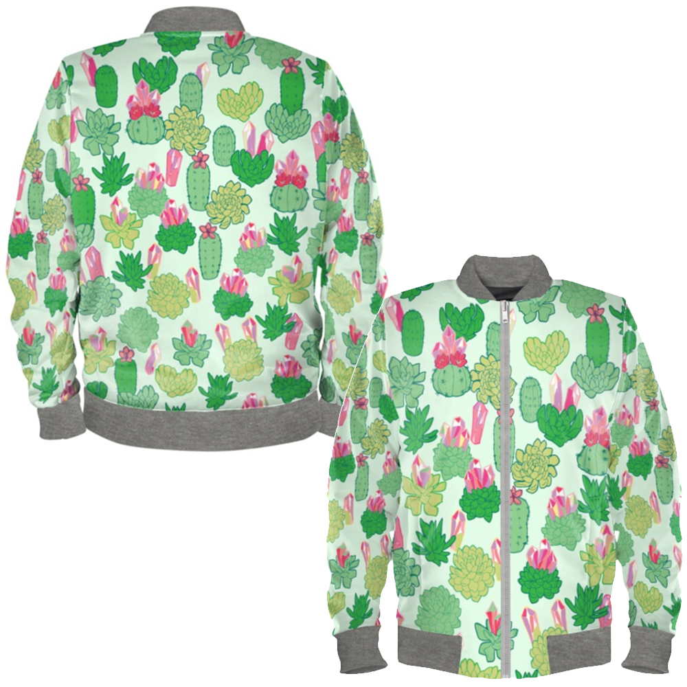 Crystal Cactus Ladies Bomber Jacket