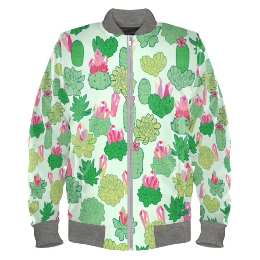 Crystal Cactus Ladies Bomber Jacket