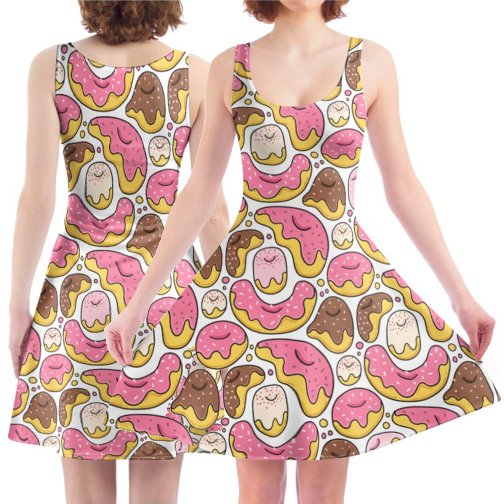 'Funny cartoon donuts' Skater Dress