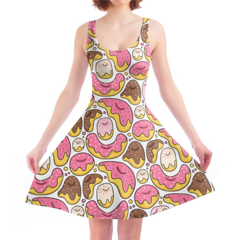 'Funny cartoon donuts' Skater Dress