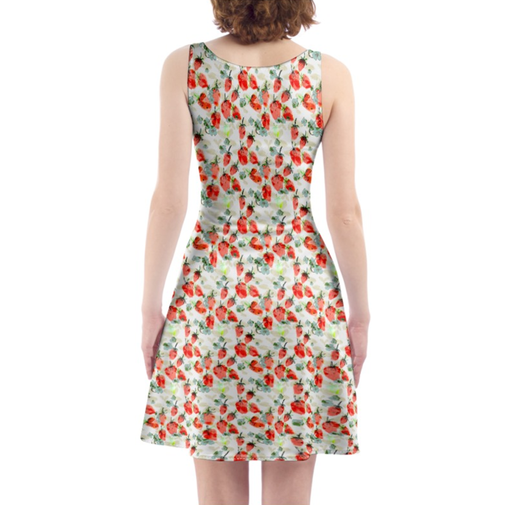 'Green & Red With Strawberry Field' Skater Dress