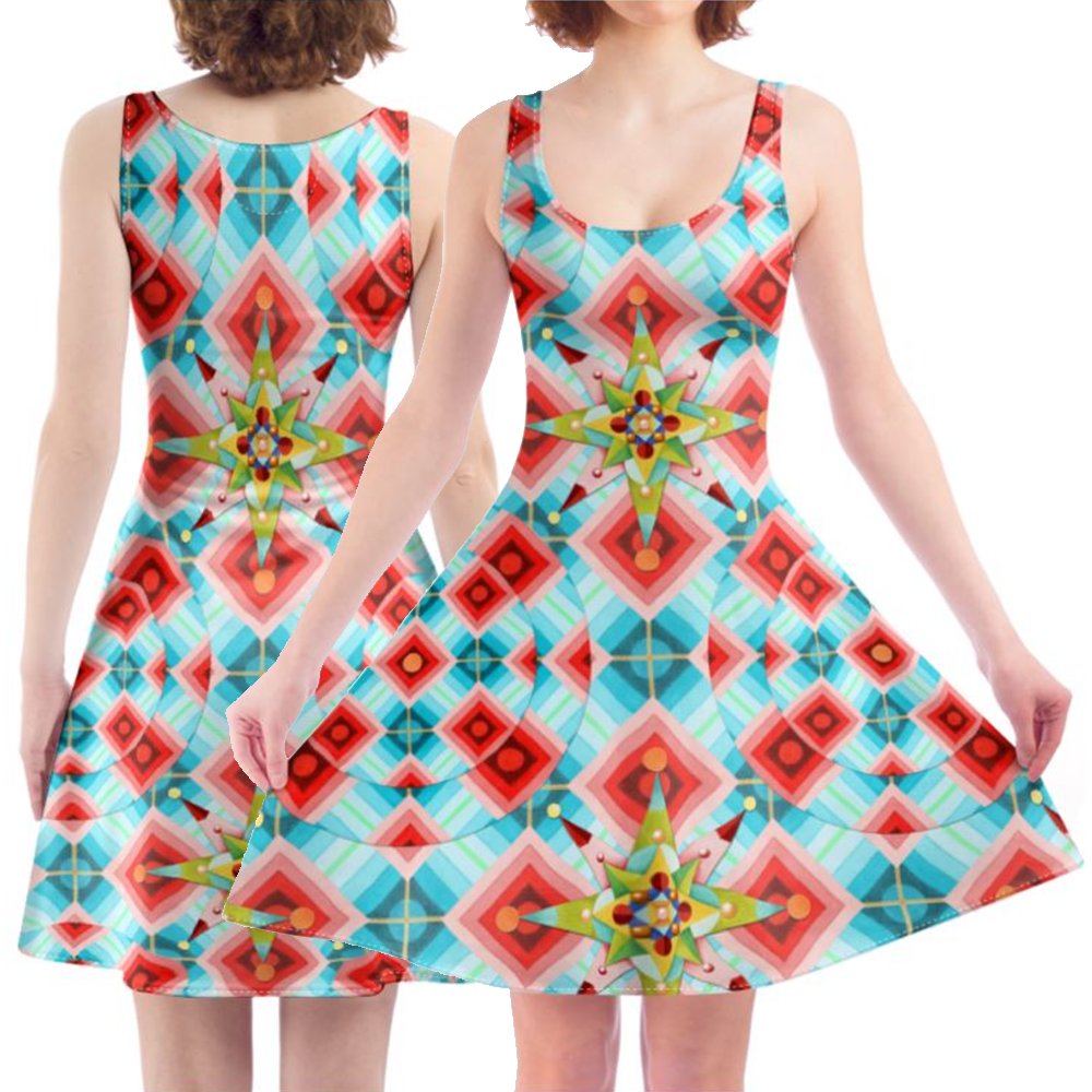 'Groovy Op Art' Skater Dress