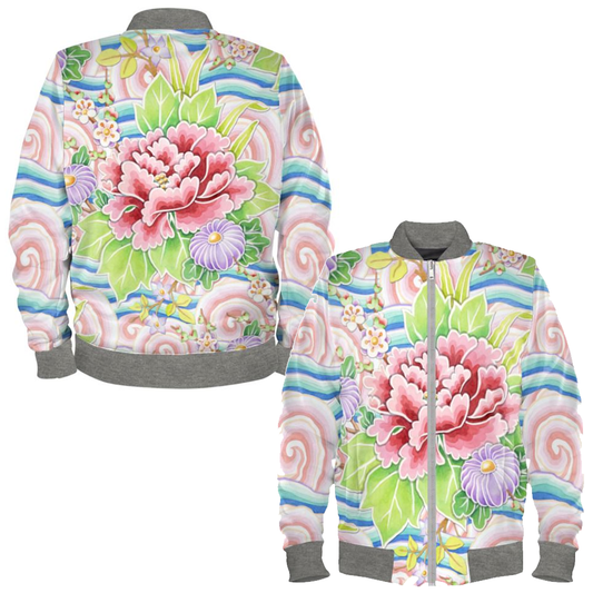 Kimono Bouquet Ladies Bomber Jacket