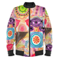 Repetitive Vibrant Playful Rhythm of Color Ladies Bomber Jacket