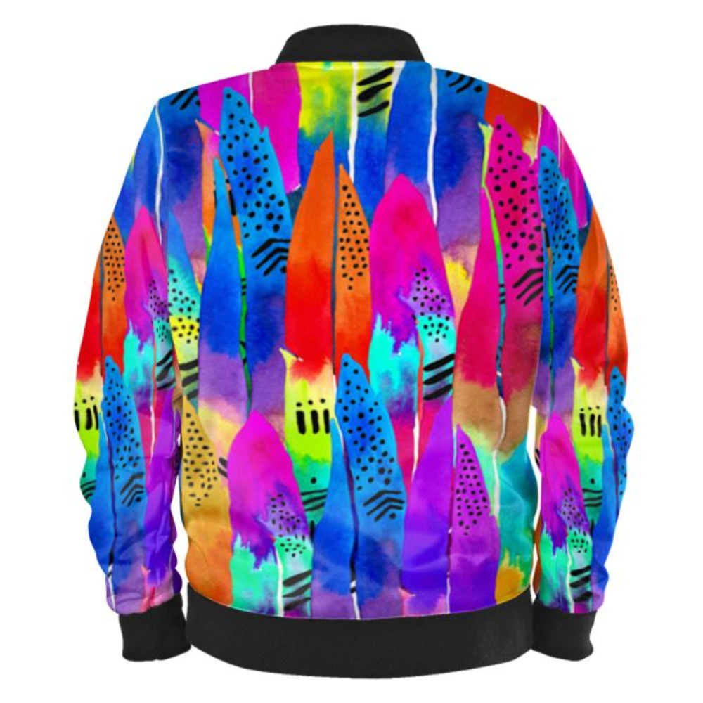 Patterned Parrot Ladies Bomber Jacket