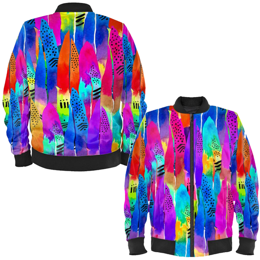 Patterned Parrot Ladies Bomber Jacket