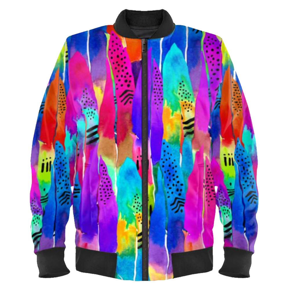 Patterned Parrot Ladies Bomber Jacket