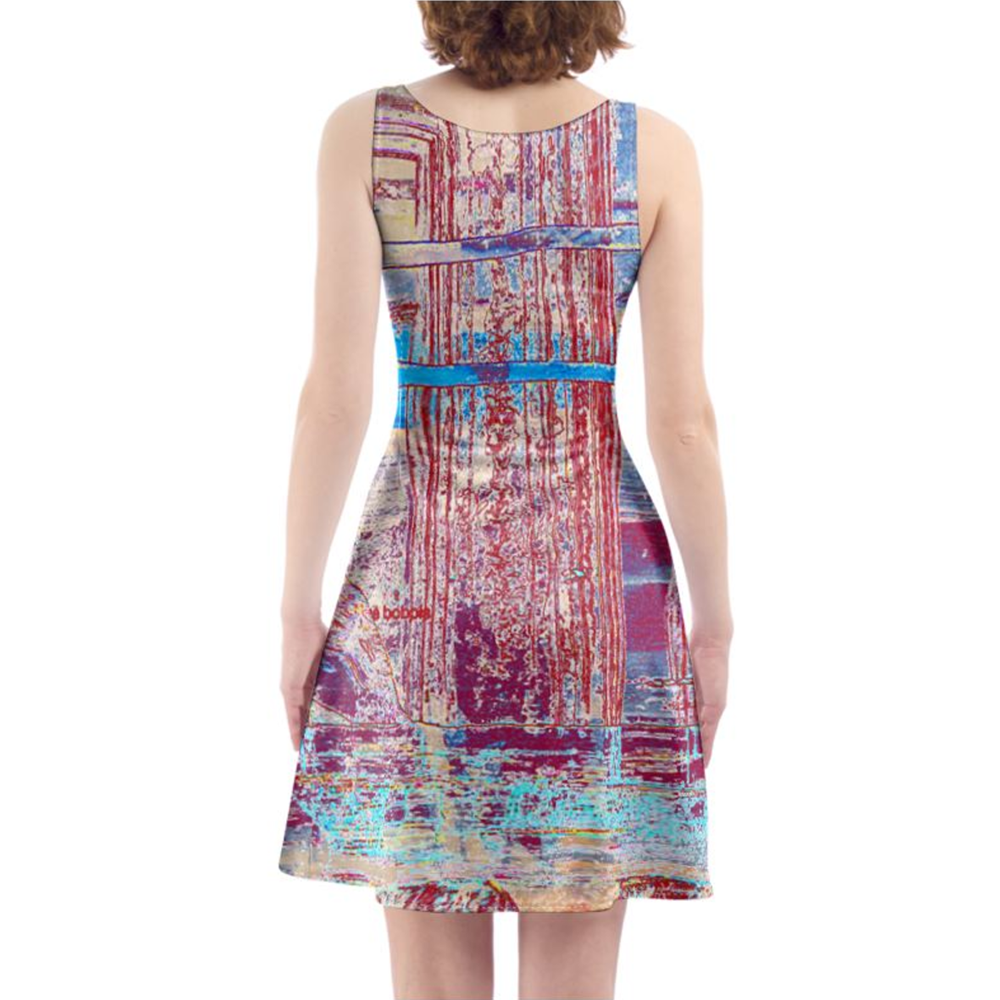 'Pink & Blue Artwork' Skater Dress