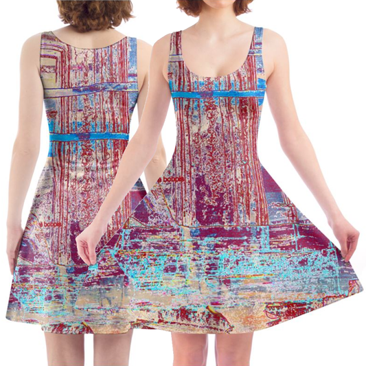 'Pink & Blue Artwork' Skater Dress