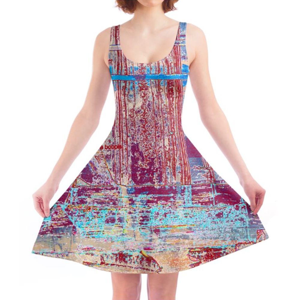 'Pink & Blue Artwork' Skater Dress