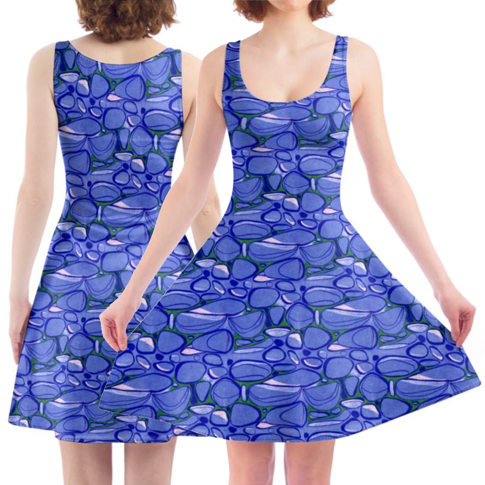 'River Rocks Blue' Skater Dress