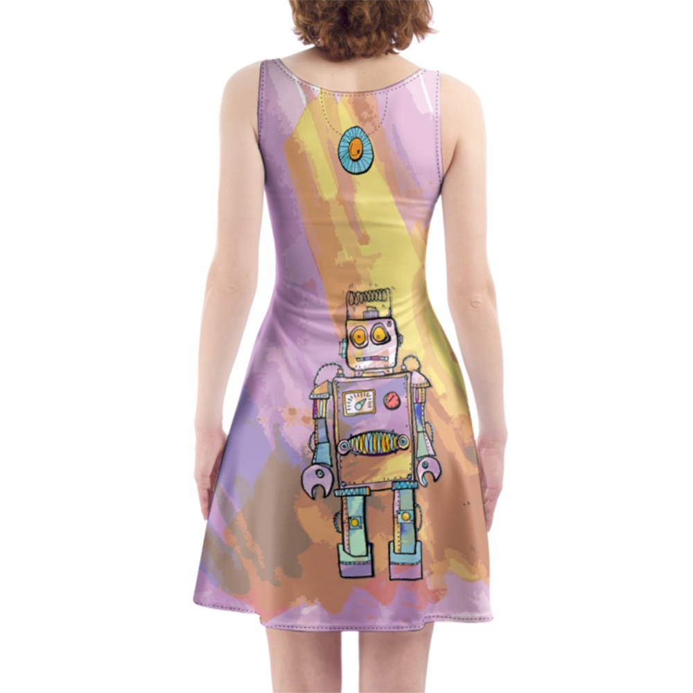 'Robots from Yesteryear' Skater Dress