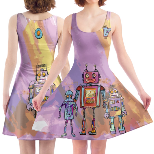 'Robots from Yesteryear' Skater Dress