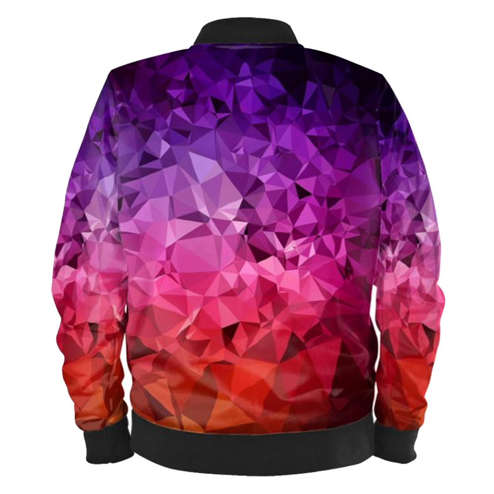 Ultraviolet Geometric Rainbow Ladies Bomber Jacket