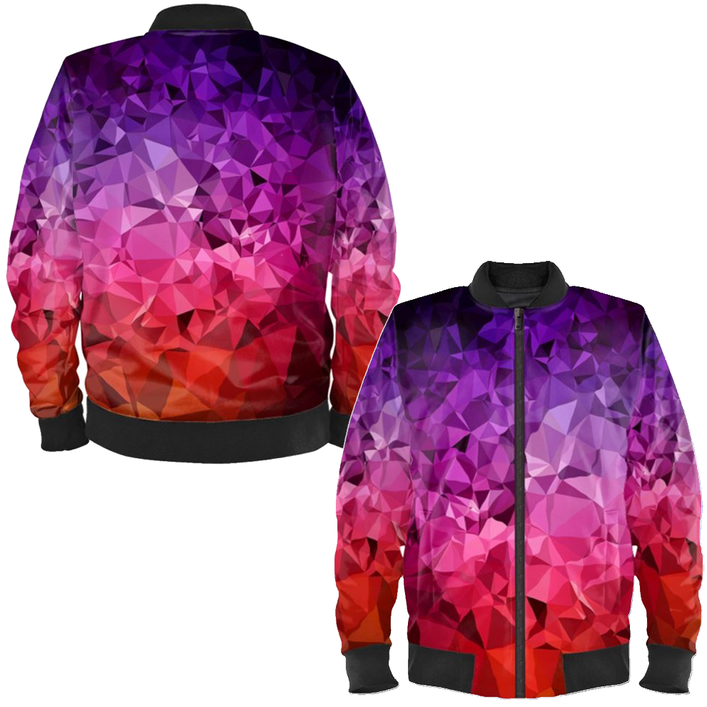 Ultraviolet Geometric Rainbow Ladies Bomber Jacket