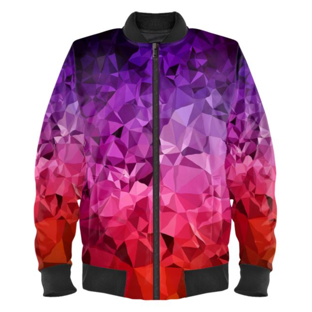 Ultraviolet Geometric Rainbow Ladies Bomber Jacket