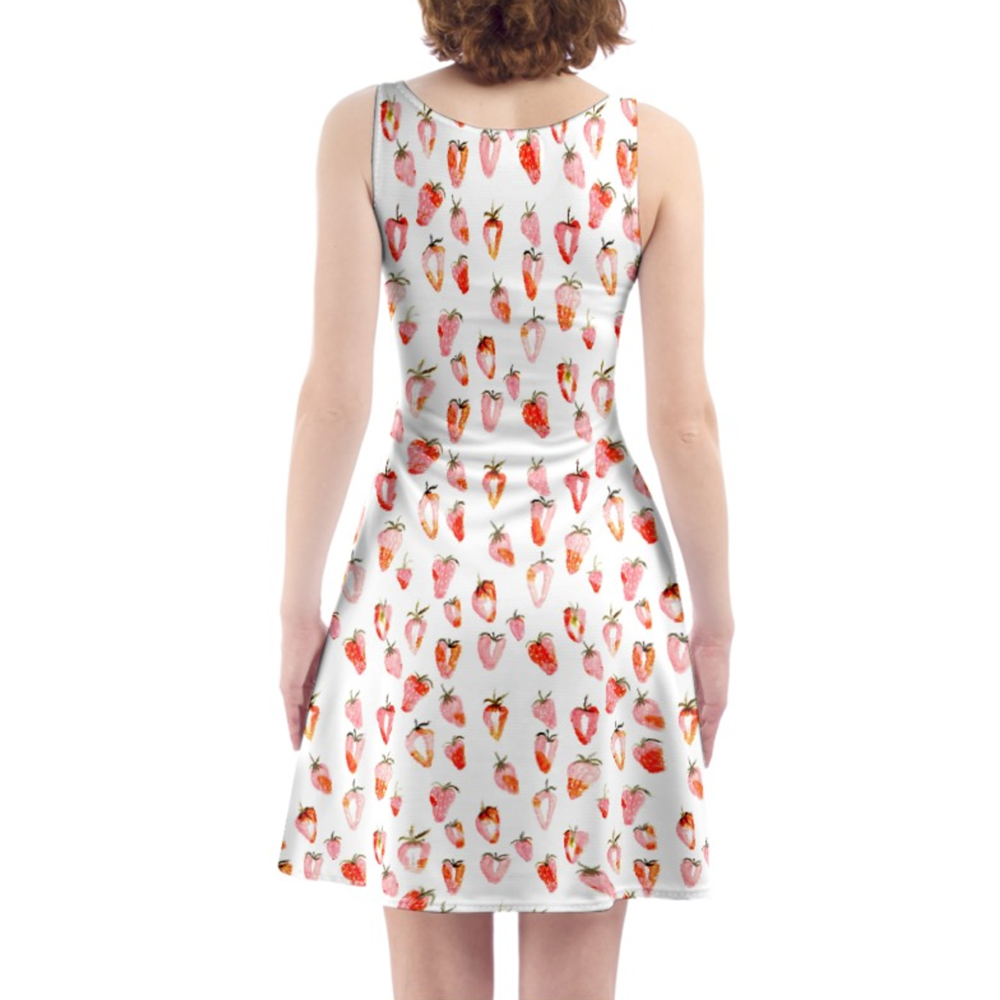 'Water Colour Strawberry' Skater Dress