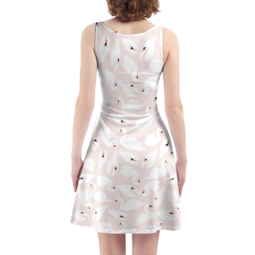 'White Swans on Pink' Skater Dress